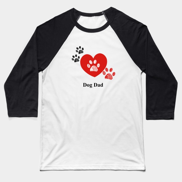 Doodle red paw print. Dog Dad text with heart Baseball T-Shirt by GULSENGUNEL